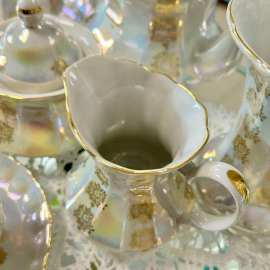 Кофейный сервиз Коростенский ФЗ 1990гг. Тонкий фарфор, люстр, позолота. Цена за 15пр. Картинка 4